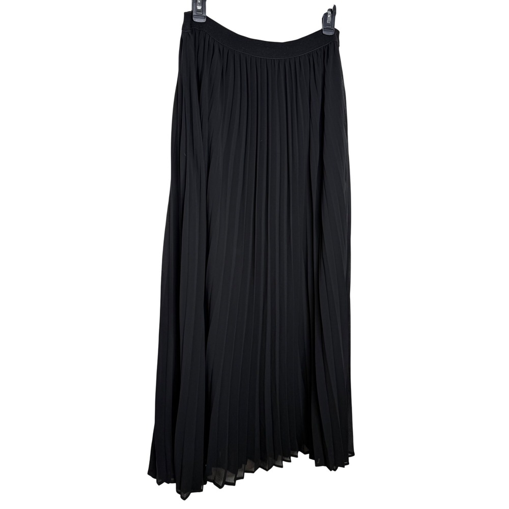Black Pleated Maxi Skirt Chiffon Sheer Minimalist Romantic autumn wedding flowy